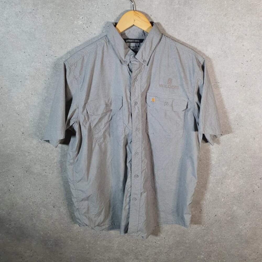 Vintage Carhartt Shirt Button Down Mens Large Grey Workwear Chore Utility
